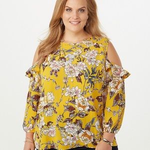 Roz&Ali cold shoulder blouse
